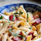 Spicy Pasta Salad with Gouda, Tomatoes and Basil