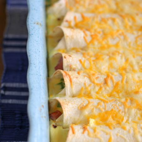 Overnight Ham & Cheese Breakfast Enchiladas