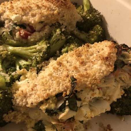 Louis Kemp Crab Delights-Stuffed Chicken Breasts with Roasted Broccoli Florets