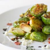 Carmelized Brussel Sprouts with Bacon & Blue Cheese