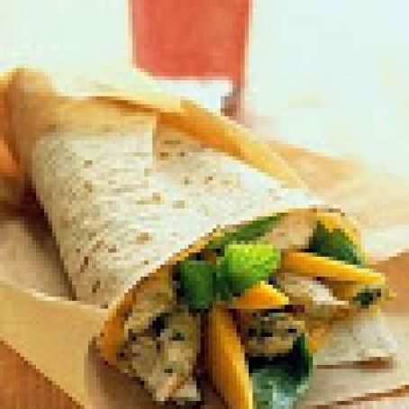 Chicken Wraps with Mango, Basil, and Mint
