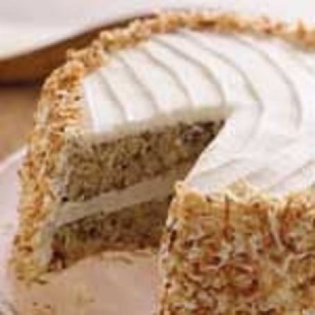Banana Cake with Cream Cheese Frosting and Toasted Coconut