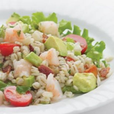 Bacony Barley Salad with Marinated Shrimp