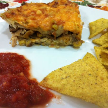 Turkey, Mushroom and Corn Mexican Casserole