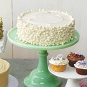 Yellow Cake With Vanilla Frosting and White Chocolate Chips