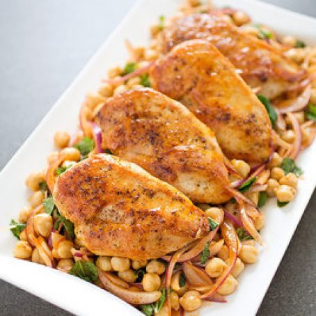Pan-Seared Chicken Breasts with Chickpea Salad