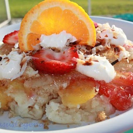 Tropical Pineapple Baked Pancake and Coconut Syrup