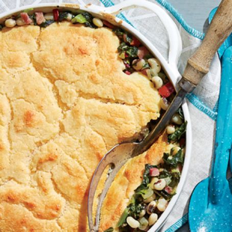 Ham-and-Greens Pot Pie with Cornbread Crust