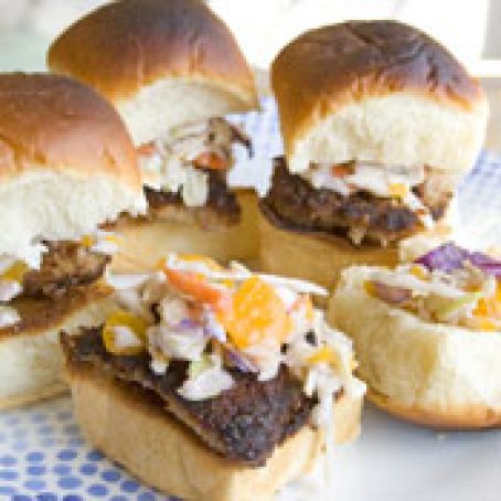 Orange Pecan Crusted Pork Sliders with Raspberry Slaw Recipe at Cooking.com