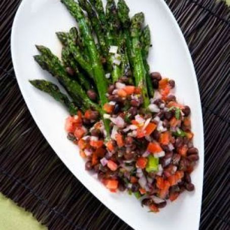 Grilled Asparagus with Black Bean Salsa