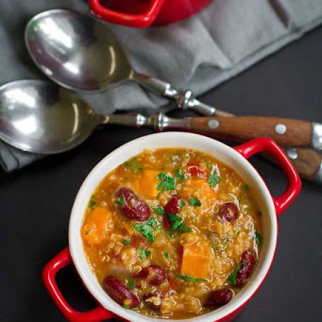 Slow Cooker Bean Soup Recipe with Quinoa & Sweet Potatoes