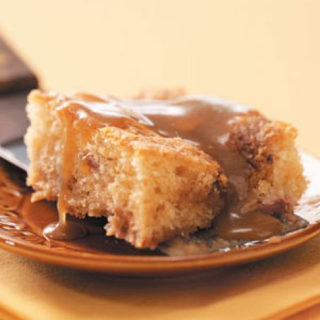 Rhubarb Coffee Cake with Caramel Sauce Recipe