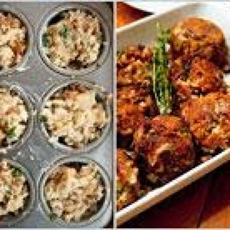 Chanterelle & Pear Bread Stuffing Muffins