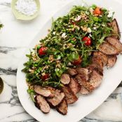 Dill-Crusted Pork Tenderloin with Farro, Pea, and Blistered Tomato Salad