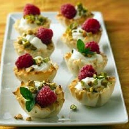 Pistachio and White Chocolate Mousse Tartlets