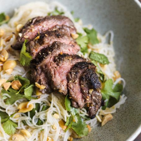Ginger Beef with Rice Noodles and Herbs