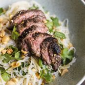 Ginger Beef with Rice Noodles and Herbs