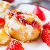 Strawberry Sweet Rolls with Vanilla Cream Cheese Glaze