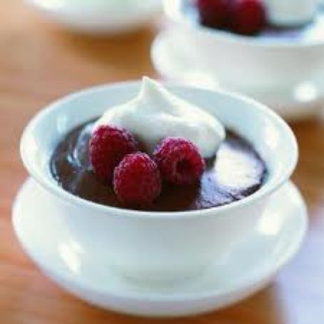 Chocolate-Cinnamon Pudding w/Raspberries