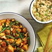Asparagus Shiitake Chicken with Sesame Rice