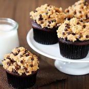 Chocolate Cupcakes With Peanut Butter Cookie Dough “Frosting”