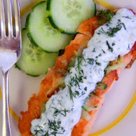 Salmon with Dill & Cucumber Sauce