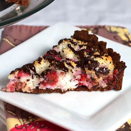 Chocolate Raspberry Macaroon Tart