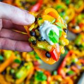 Mini Pepper Nachos with Corn, Black Beans and Avocado