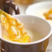 lemon panna cotta with pine nut brittle