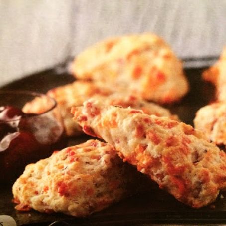 HAM AND CHEDDAR SCONES WITH ROSEMARY CHERRY SAUCE