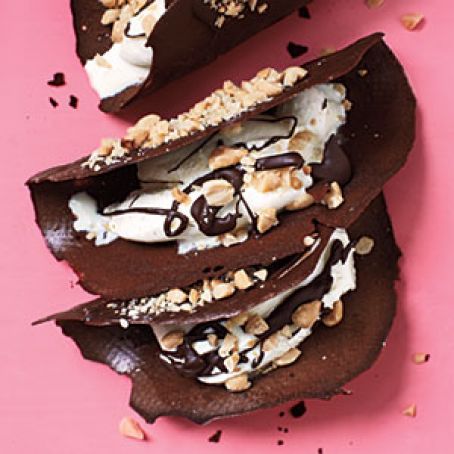 Chocolate Tacos with Ice Cream & Peanuts (Cooking Light)
