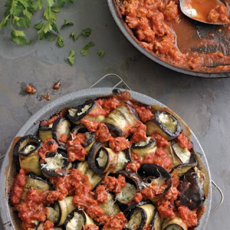 Rolled Eggplant with Sausage and Mozzarella