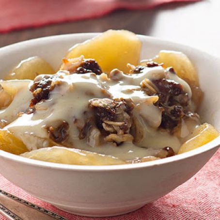 Slow-Cooker Apple Crisp with Warm Vanilla Sauce