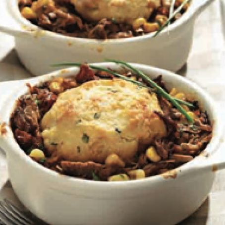 Southern-Style Pulled Pork Pies with Buttermilk-Chive Biscuits