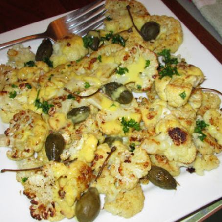 Roasted Cauliflower with Caper Berries and Hollandaise