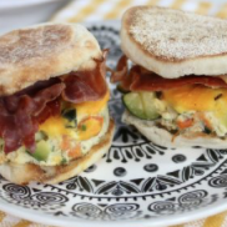 Vegetable frittata breakfast sandwich