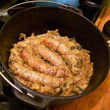 Beer-Braised Sausages and Sauerkraut