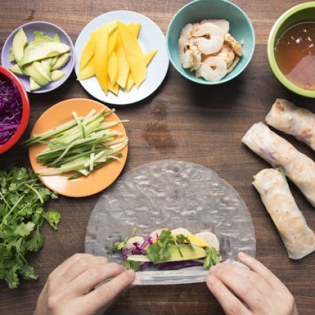 Grilled Shrimp Summer Rolls with Chile-Lime Dipping Sauce