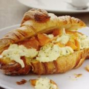 Scrambled Eggs and Salmon on Croissants