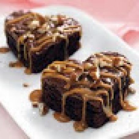 Caramel-Drizzled Brownie Hearts