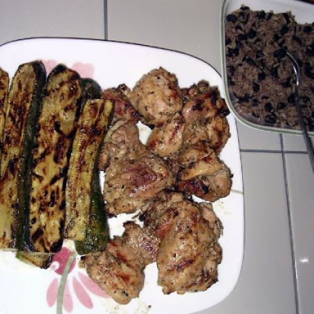 Grilled mustard and rosemary chicken thighs