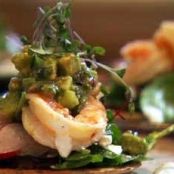 Olive Oil Poached Shrimp with Tomato Avocado Salsa