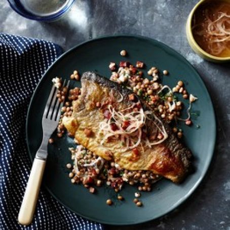 Trout With Lentils, Bacon & Walnut Vinaigrette