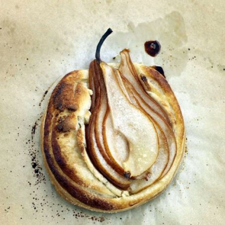 Pear Galettes with Caramel Sauce  and Coconut Ice Cream