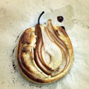 Pear Galettes with Caramel Sauce  and Coconut Ice Cream