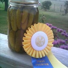 Canned blue ribbon dill pickles