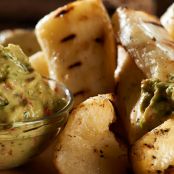 Grilled Yuca with Guasacaca-Guacamole