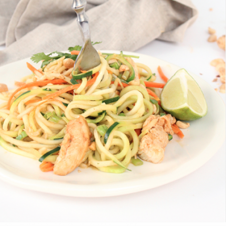 Asian Peanut Zucchini Noodles with Chicken