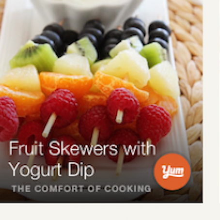 Rainbow Fruit Skewers with Vanilla-Honey Yogurt Dip