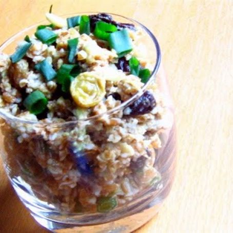 Bulgur Wheat Salad with Avocado, Raisins, and Almonds
